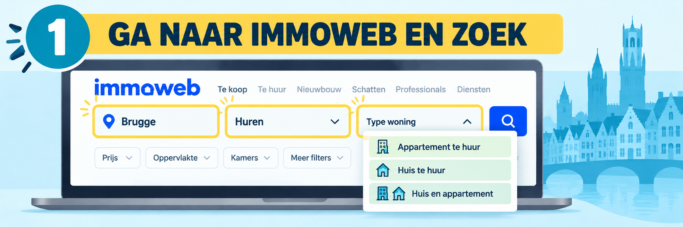 Stap 1: ga naar Immoweb en zoek
